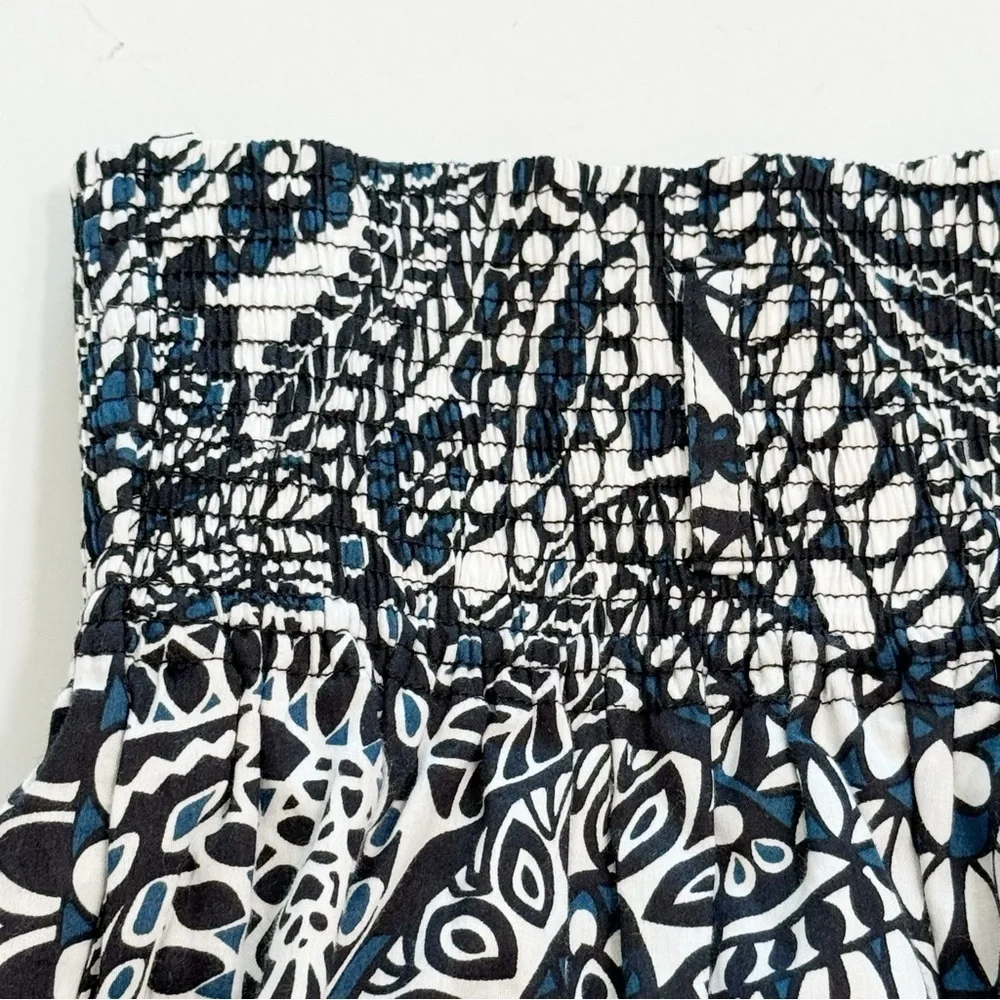 Tyler Böe Paisley Skirt Elastic Waist Lined Sz Medium 21” Black/Blue/White